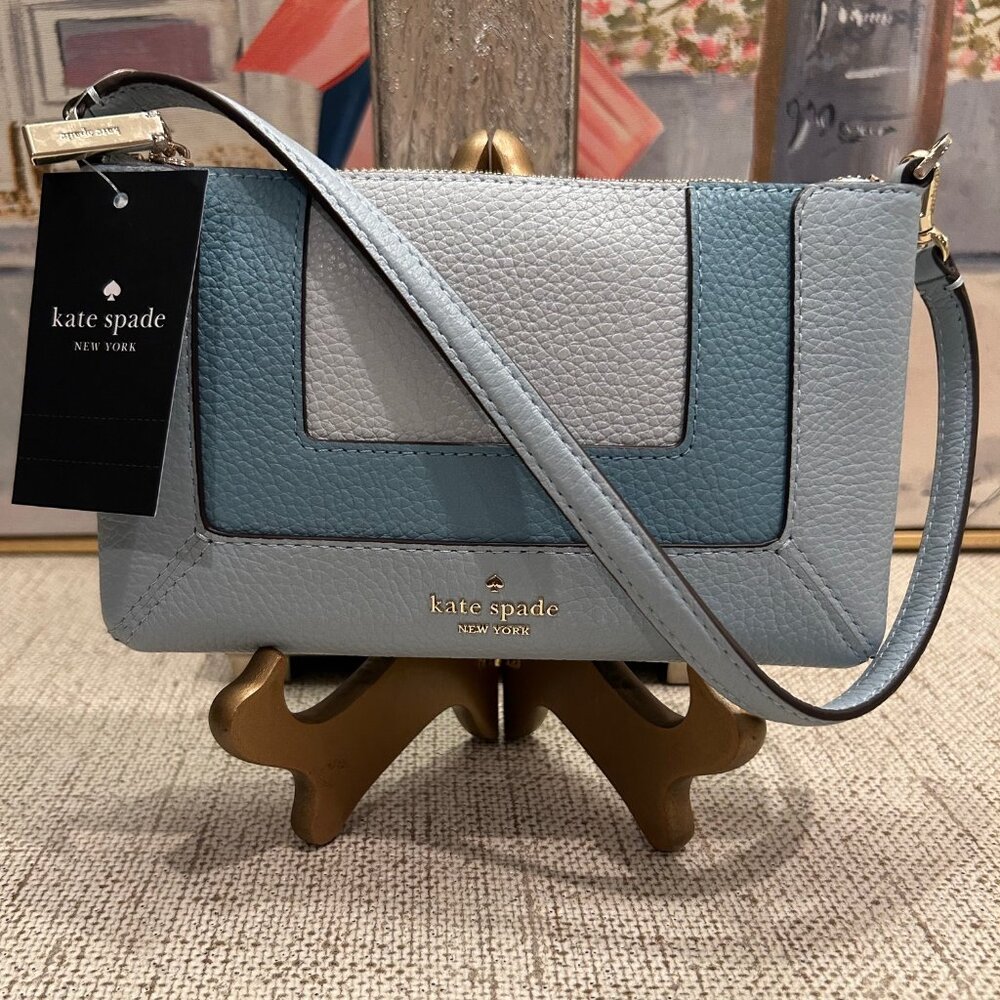 Kate Spade Lena Leather Convertible Wristlet in Multi-Blue